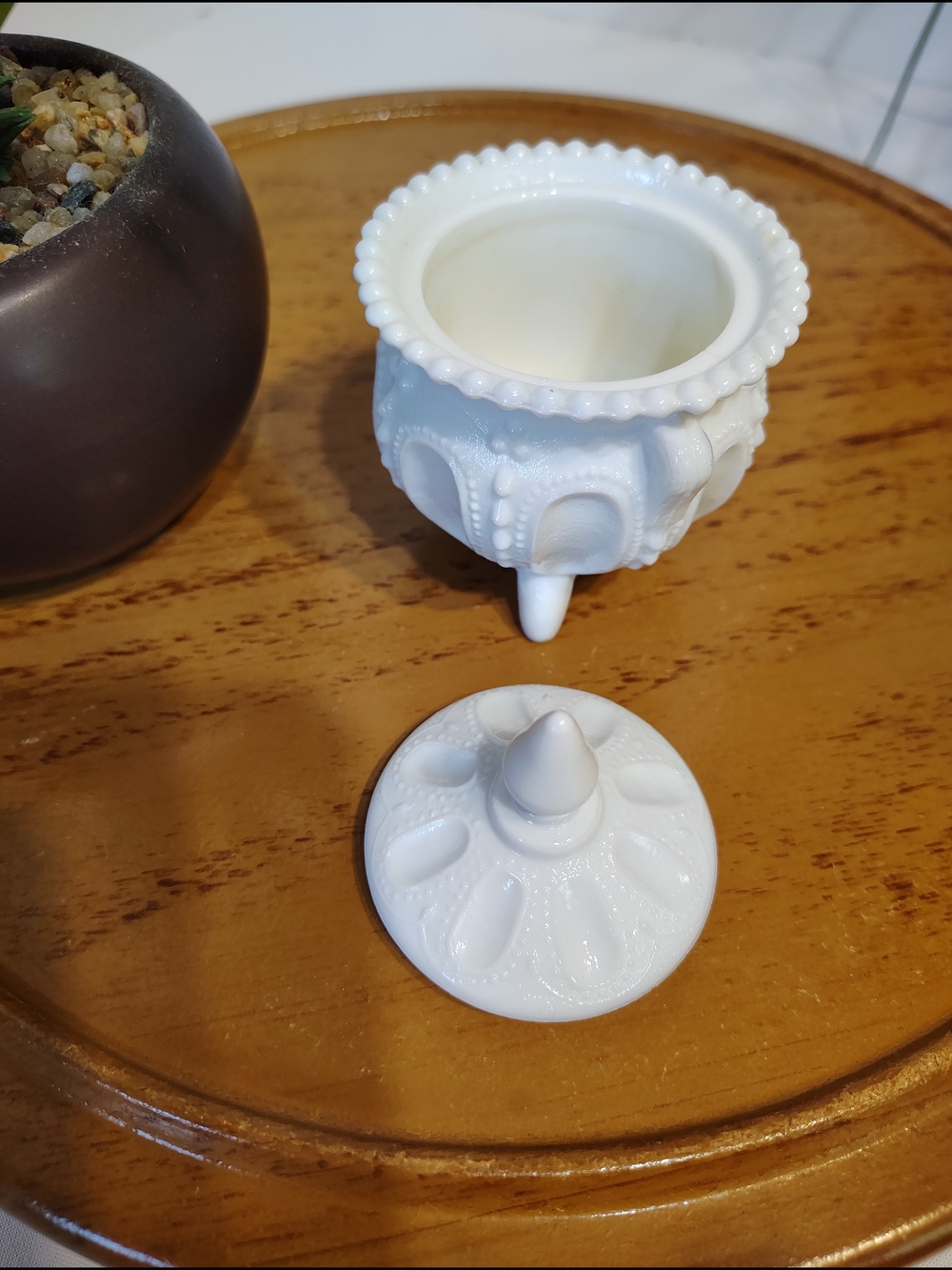 Early 1900's Opaque Milk. Glass Cache / Individual Sugar Pot.  Wisconsin Glass.